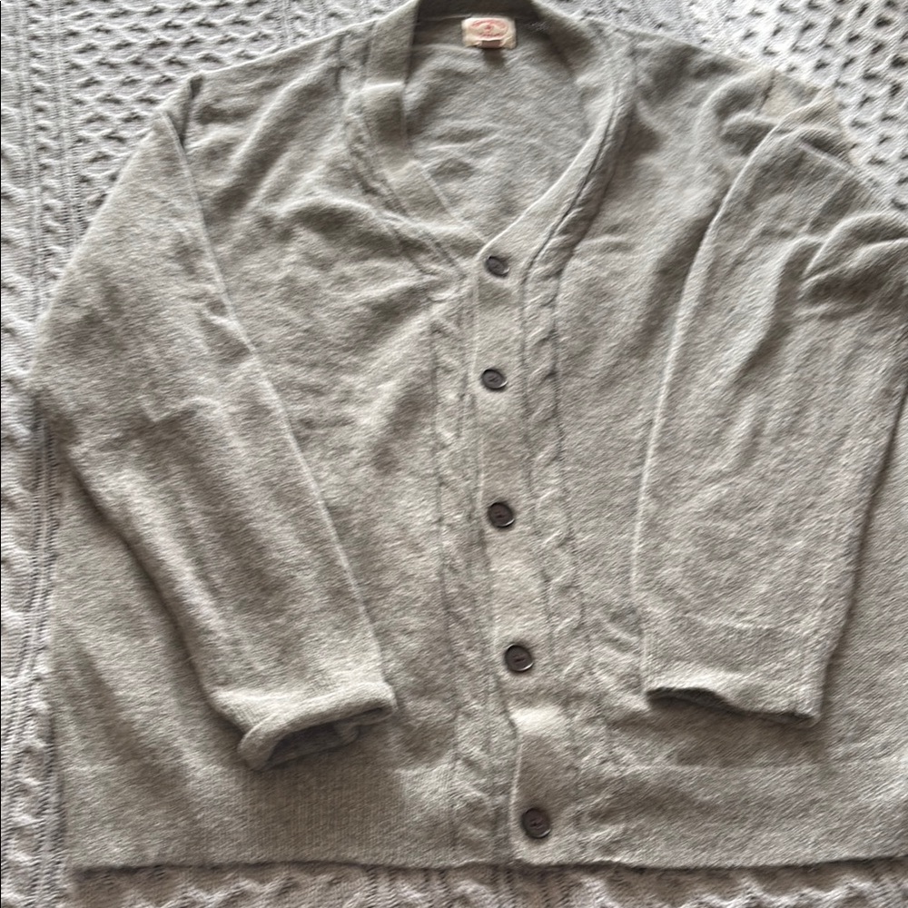 Brooks Brothers Red Fleece Gray Cardigan Sweater